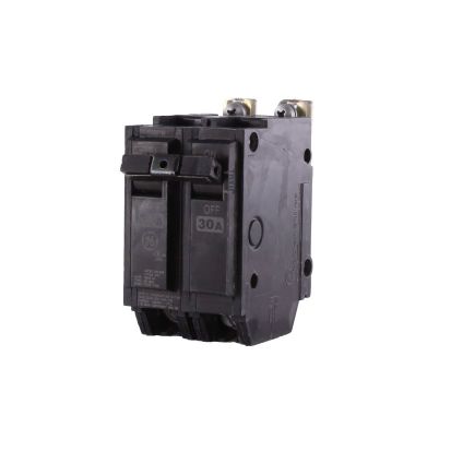 GE THQB2130 Type THQB Molded Case Miniature Circuit Breaker, 120/240 VAC, 30 A, 10 kA Interrupt, 2 Poles, Common/LI/Thermal Magnetic Trip